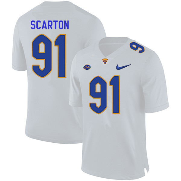 Men #91 Sam Scarton Pitt Panthers College Football Jerseys Sale-White